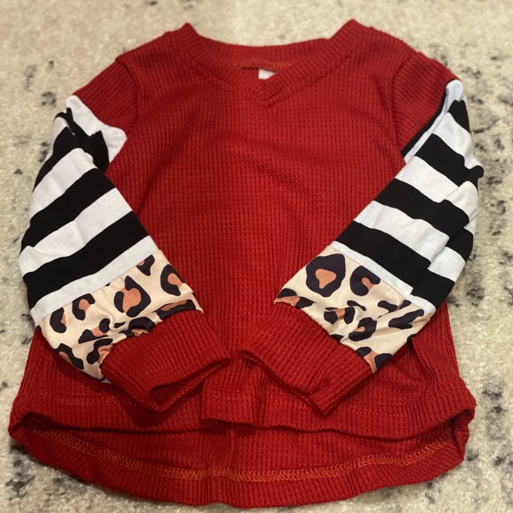 Toddler Size 3T Red and Leopard Shirt